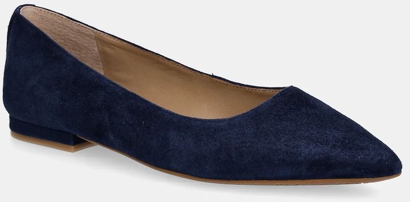 Semišové baleríny Lauren Ralph Lauren Londyn tmavomodrá farba, 802871265006