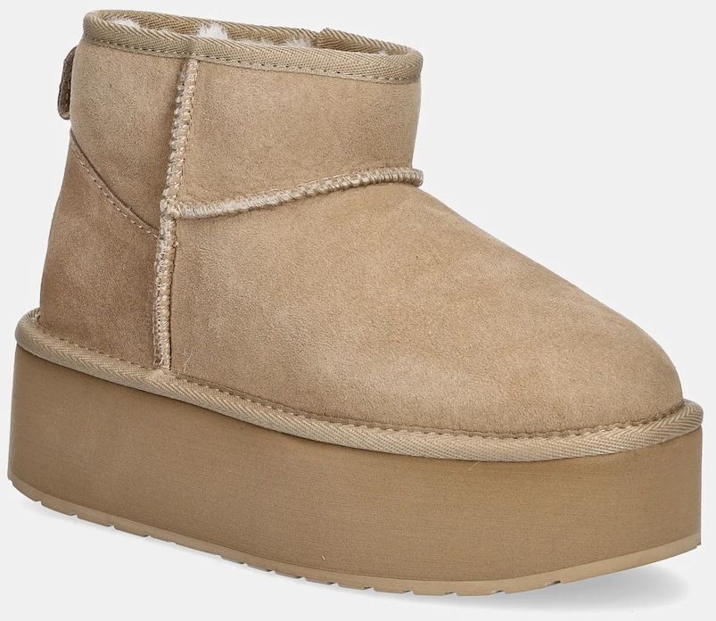 Semišové snehule Emu Australia Stinger Micro Flatform béžová farba, W13082 Sand