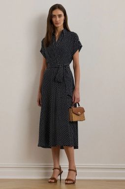 Šaty Lauren Ralph Lauren tmavomodrá farba, midi, áčkový strih, 250957093
