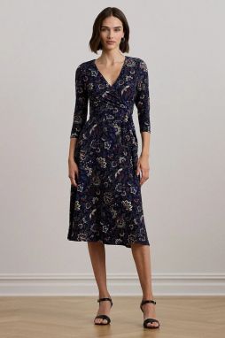 Šaty Lauren Ralph Lauren tmavomodrá farba, midi, áčkový strih, 250957701