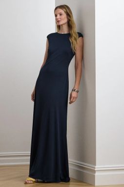 Šaty Lauren Ralph Lauren tmavomodrá farba, maxi, áčkový strih, 253957568