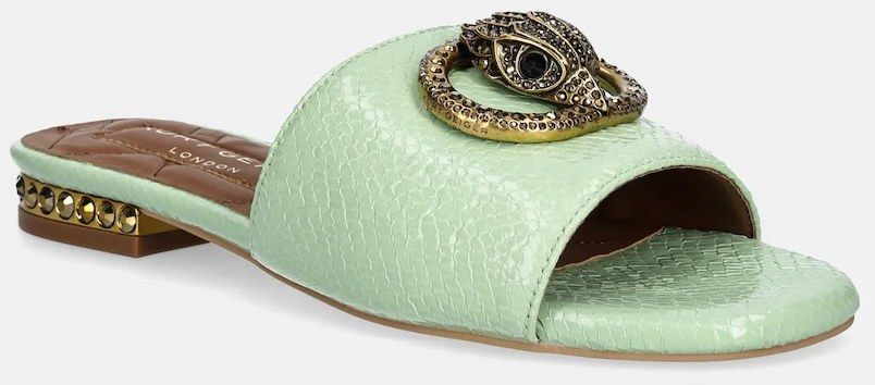 Kožené šľapky Kurt Geiger London Chelsea Flat Sandal dámske, zelená farba, 3416273719