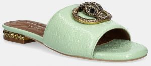Kožené šľapky Kurt Geiger London Chelsea Flat Sandal dámske, zelená farba, 3416273719