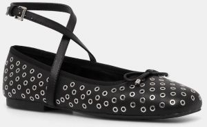 Kožené balerínky MICHAEL Michael Kors Collette čierna farba, 40R5COFP1L.001
