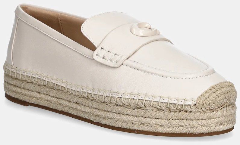 Kožené espadrilky Coach Camilla béžová farba, na platforme, CR045