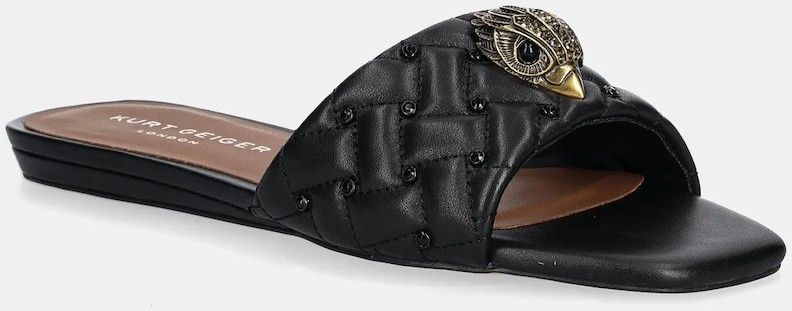 Kožené šľapky Kurt Geiger London Kensington Flat Sandal dámske, čierna farba, 8496109109
