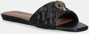 Kožené šľapky Kurt Geiger London Kensington Flat Sandal dámske, čierna farba, 8496109109