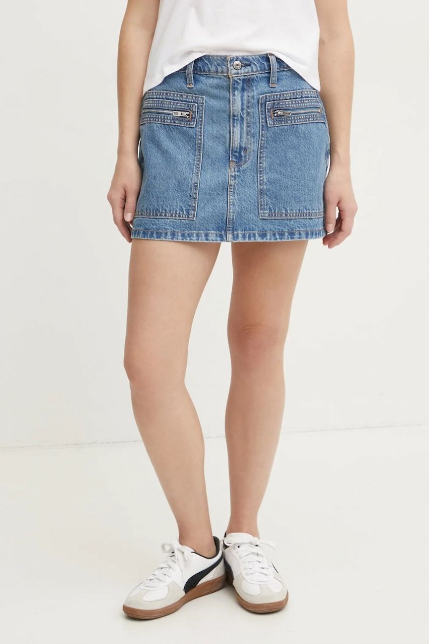 Rifľová sukňa Abercrombie & Fitch mini, rovný strih, KI143-4346