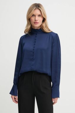 Blúzka Bruuns Bazaar dámska, tmavomodrá farba, jednofarebná, BBW4239