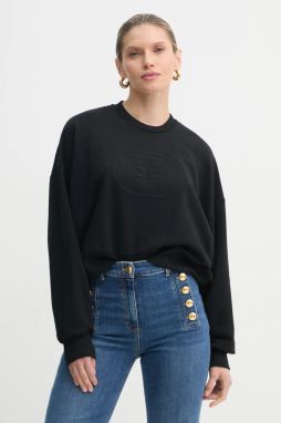 Mikina Elisabetta Franchi dámska, čierna farba, s nášivkou, MD00551E2