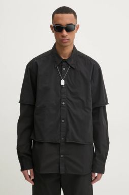 Košeľa Diesel S-GASTON-O SHIRT pánska, čierna farba, voľný strih, s klasickým golierom, A16199.0KNAI