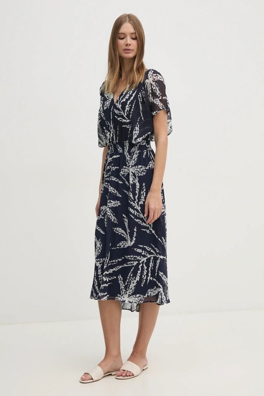 Šaty Dkny tmavomodrá farba, midi, áčkový strih, DD4A6765