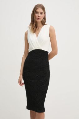 Šaty Dkny béžová farba, mini, priliehavá, DD4KWD80