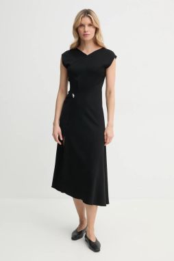 Šaty A.L.C. čierna farba, midi, áčkový strih, 6DRES02428