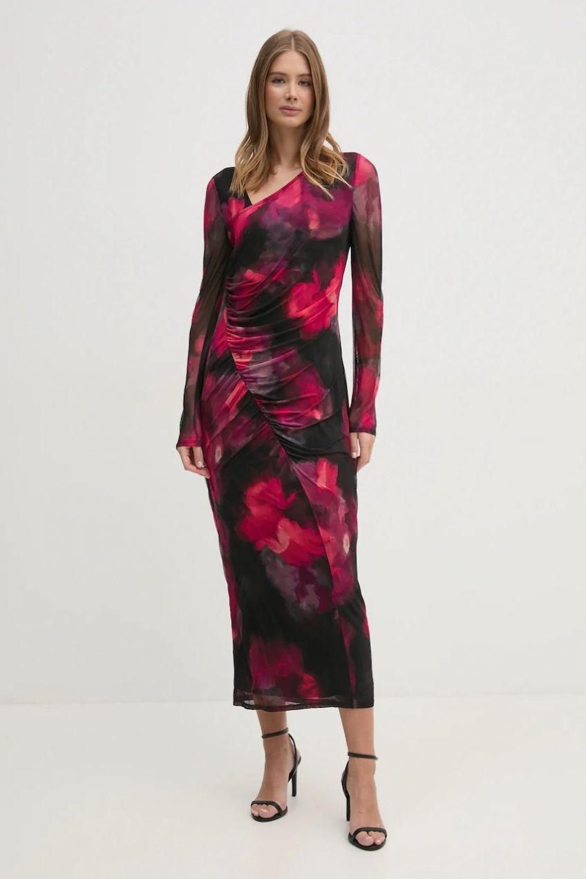 Šaty Dkny ružová farba, maxi, priliehavá, DD4KU42A