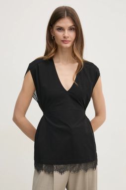 Blúzka Twinset dámska, čierna farba, jednofarebná, 251TP2781