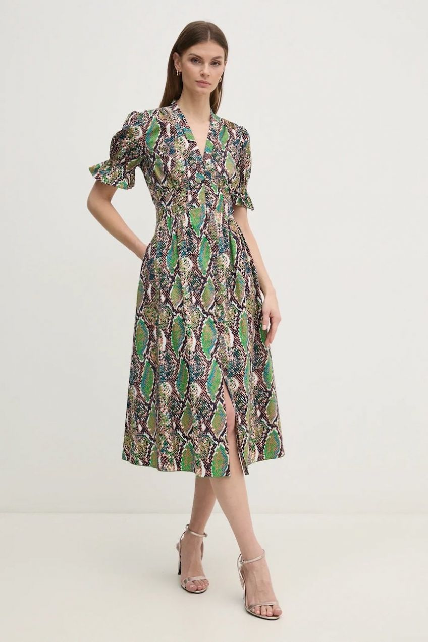Šaty DIANE VON FURSTENBERG čierna farba, midi, áčkový strih, DVFDS4S002