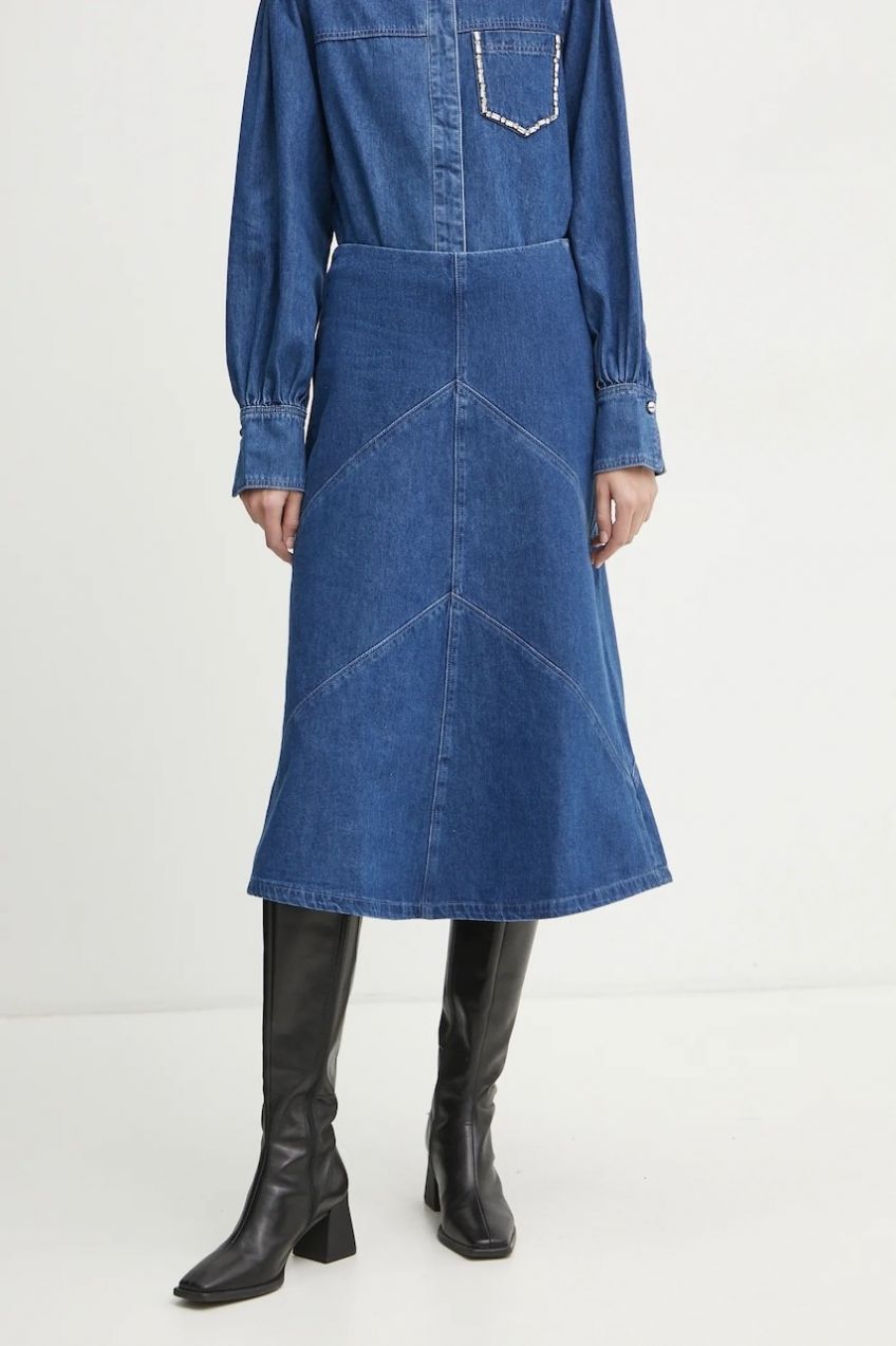 Rifľová sukňa Bruuns Bazaar midi, áčkový strih, BBW4465