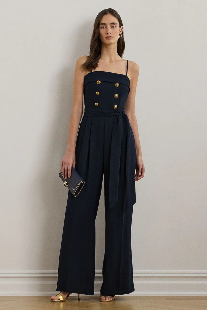 Overal Lauren Ralph Lauren tmavomodrá farba, s hlbokým výstrihom, 253962765