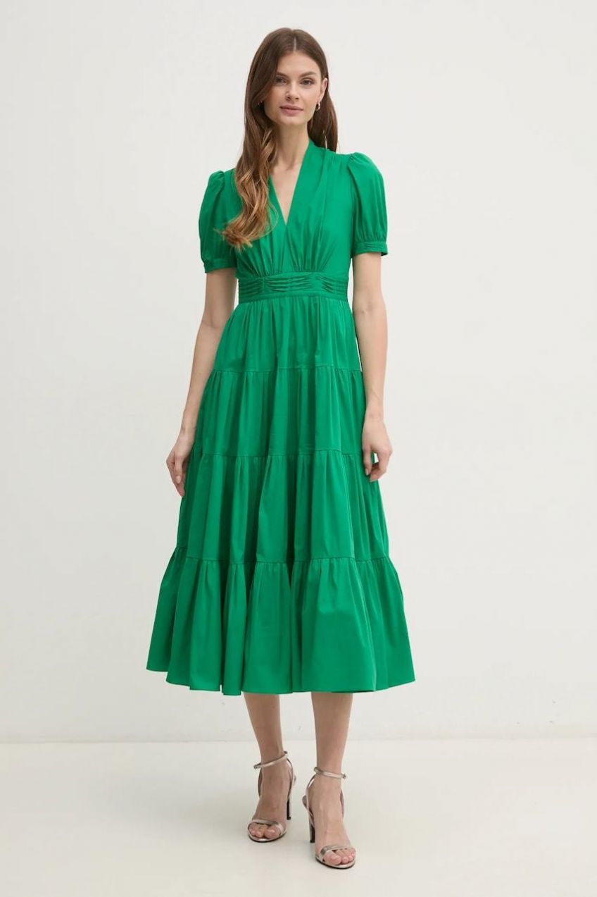 Šaty DIANE VON FURSTENBERG zelená farba, midi, áčkový strih, DVFDS4S035