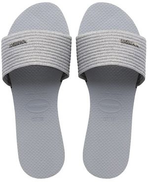 Šľapky Havaianas YOU MALTA METALLIC dámske, šedá farba, 4147312-3498