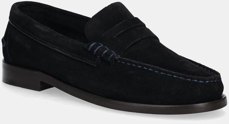 Semišové mokasíny Tommy Hilfiger CLASSIC HILFIGER SUEDE LOAFER pánske, tmavomodrá farba, FM0FM05363
