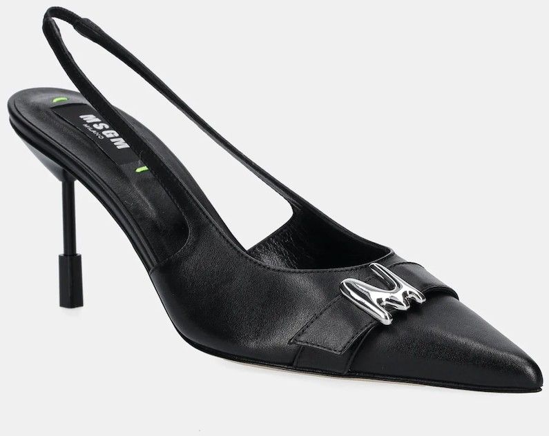 Kožené lodičky MSGM čierna farba, 3841MDS834