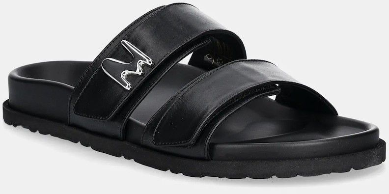 Kožené šľapky MSGM dámske, čierna farba, 3841MDS455