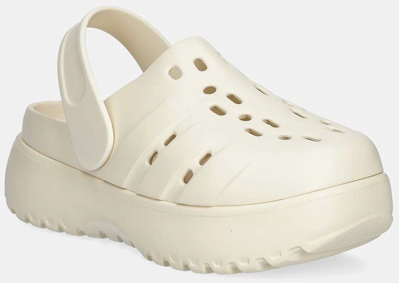 Šľapky adidas Adilette Clog Platform dámske, béžová farba, na platforme, JP7159