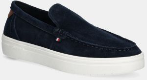 Semišové mokasíny Tommy Hilfiger MODERN LIGHT HYBRID SUEDE LOAFER pánske, tmavomodrá farba, FM0FM05354