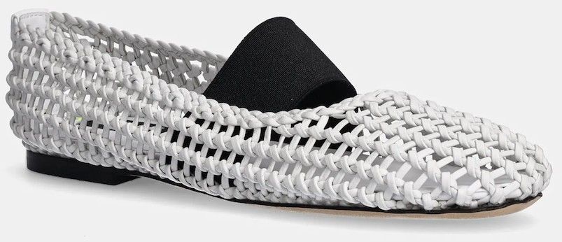 Kožené balerínky MSGM biela farba, 3841MDS215