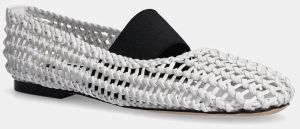 Kožené balerínky MSGM biela farba, 3841MDS215