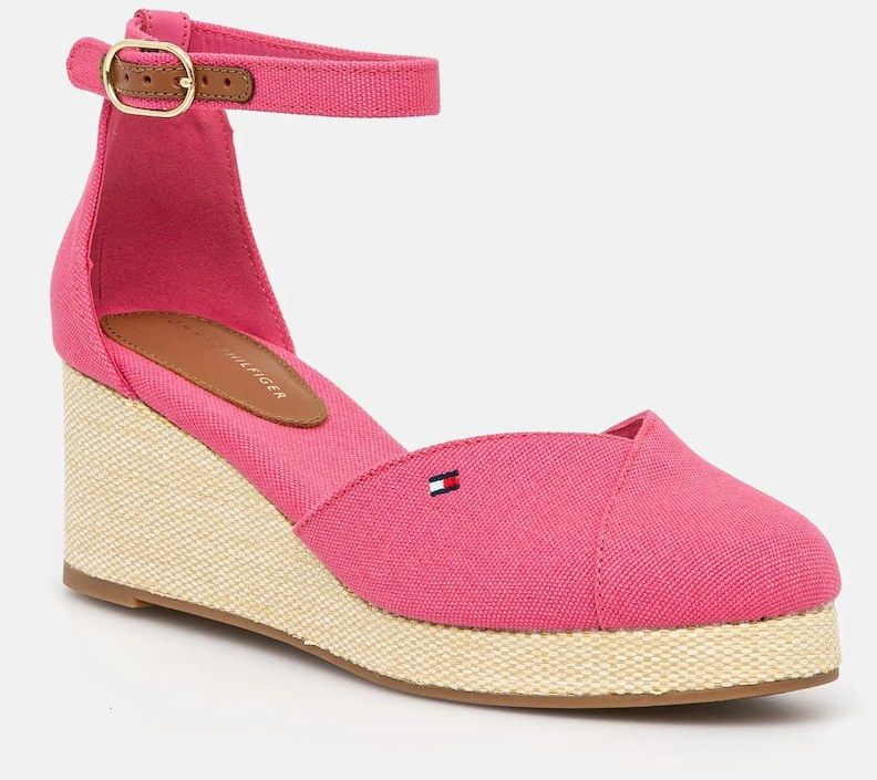 Espadrilky Tommy Hilfiger FLAG CLOSED TOE MID WEDGE ESPAD ružová farba, FW0FW08657