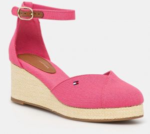 Espadrilky Tommy Hilfiger FLAG CLOSED TOE MID WEDGE ESPAD ružová farba, FW0FW08657
