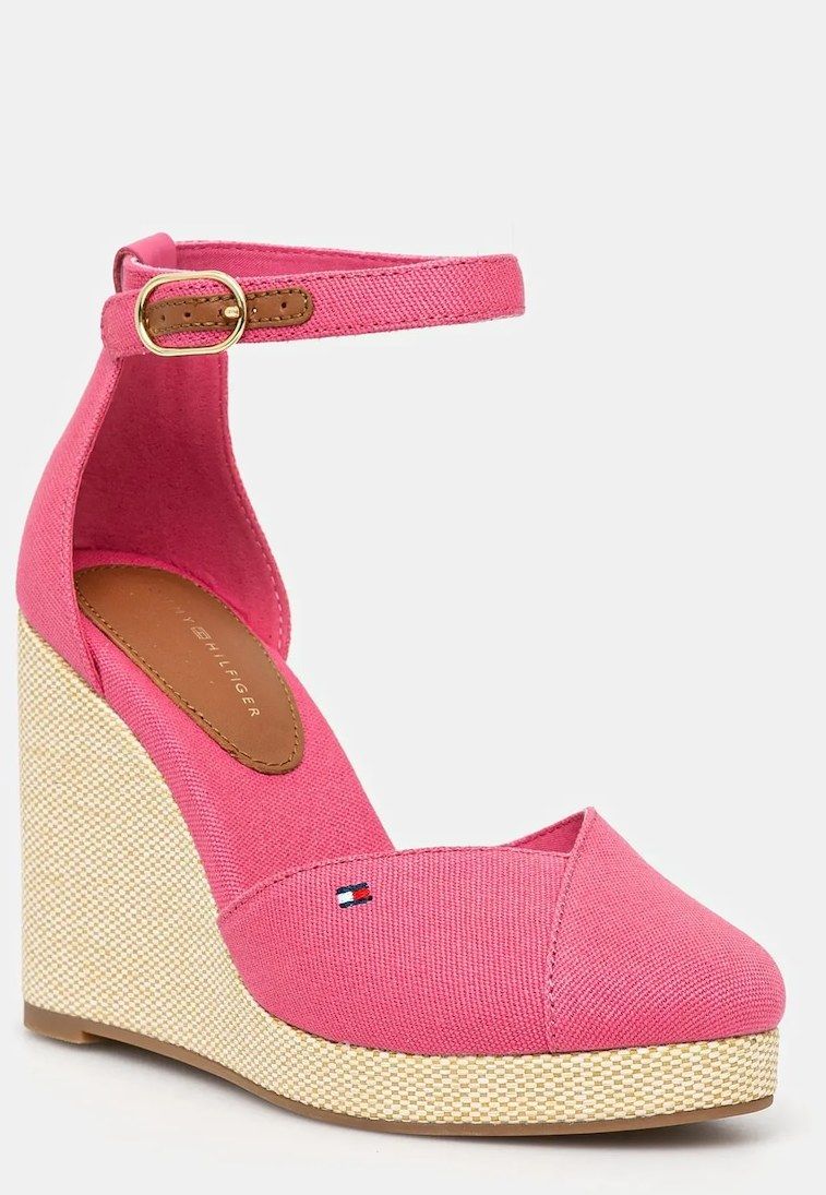 Espadrilky Tommy Hilfiger FLAG HIGH WEDGE ESPAD CLOSED TOE ružová farba, na kline, FW0FW08494