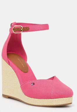 Espadrilky Tommy Hilfiger FLAG HIGH WEDGE ESPAD CLOSED TOE ružová farba, na kline, FW0FW08494