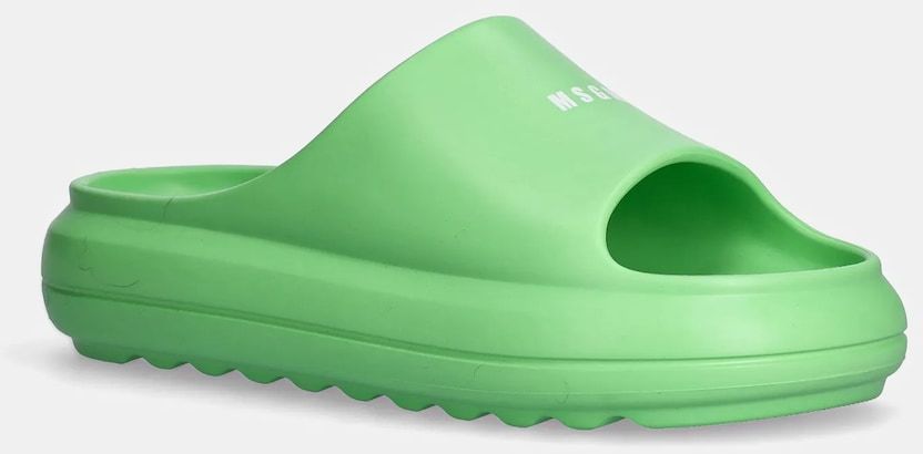 Šľapky MSGM dámske, zelená farba, na platforme, 3841MDS206