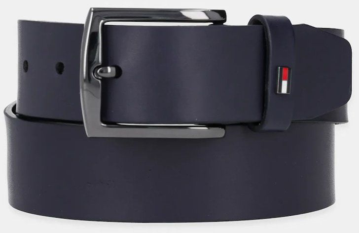 Kožený opasok Tommy Hilfiger pánsky, tmavomodrá farba, AM0AM13536