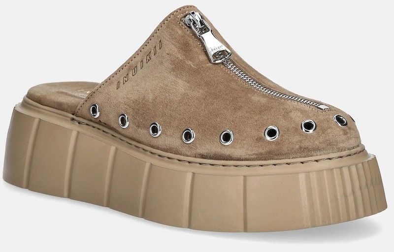 Semišové šľapky Inuikii Matilda Mule Suede dámske, béžová farba, na platforme, 1001.017.0021.250 / 30102-072