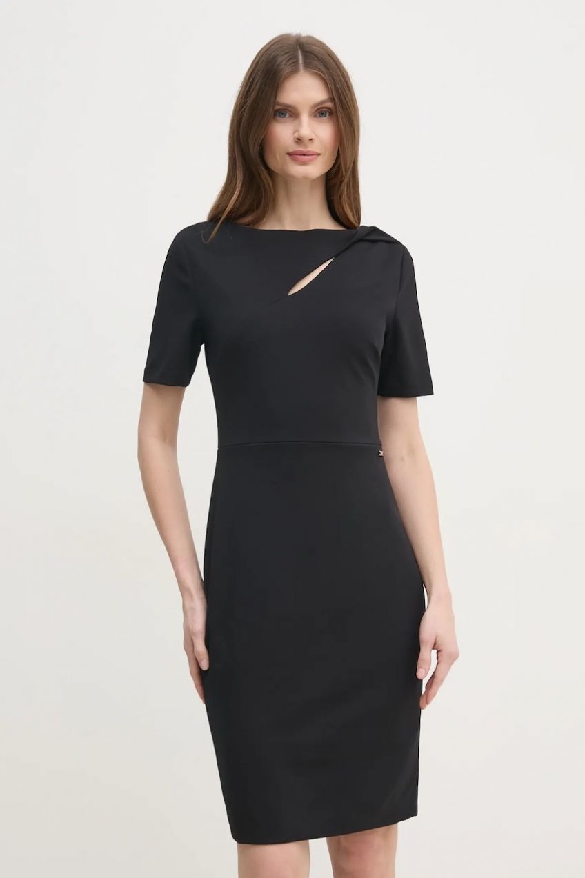 Šaty Calvin Klein čierna farba, mini, priliehavé, K20K208174