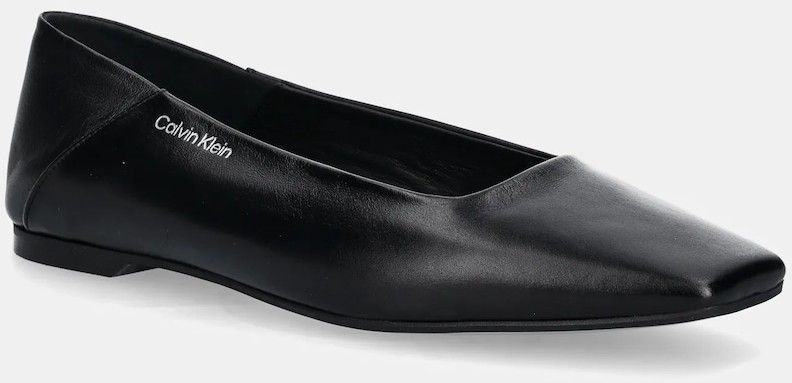 Kožené balerínky Calvin Klein FLAT BALLERINA - LTH čierna farba, HW0HW02463