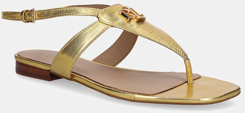 Kožené sandále Lauren Ralph Lauren Everley dámske, zlatá farba, 802959147001