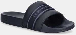 Šľapky Tommy Hilfiger HILFIGER POOLSIDE WITH WEBBING dámske, tmavomodrá farba, FW0FW08529