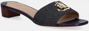Šľapky Lauren Ralph Lauren Fay Logo II dámske, tmavomodrá farba, na podpätku, 802959169003
