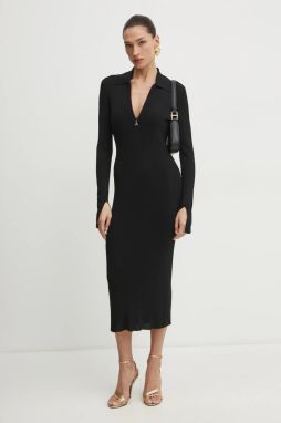 Šaty Patrizia Pepe čierna farba, midi, priliehavé, 8A1491 K078