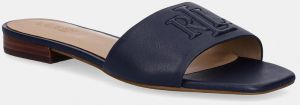 Kožené šľapky Lauren Ralph Lauren Everley Sld dámske, tmavomodrá farba, 802959143003