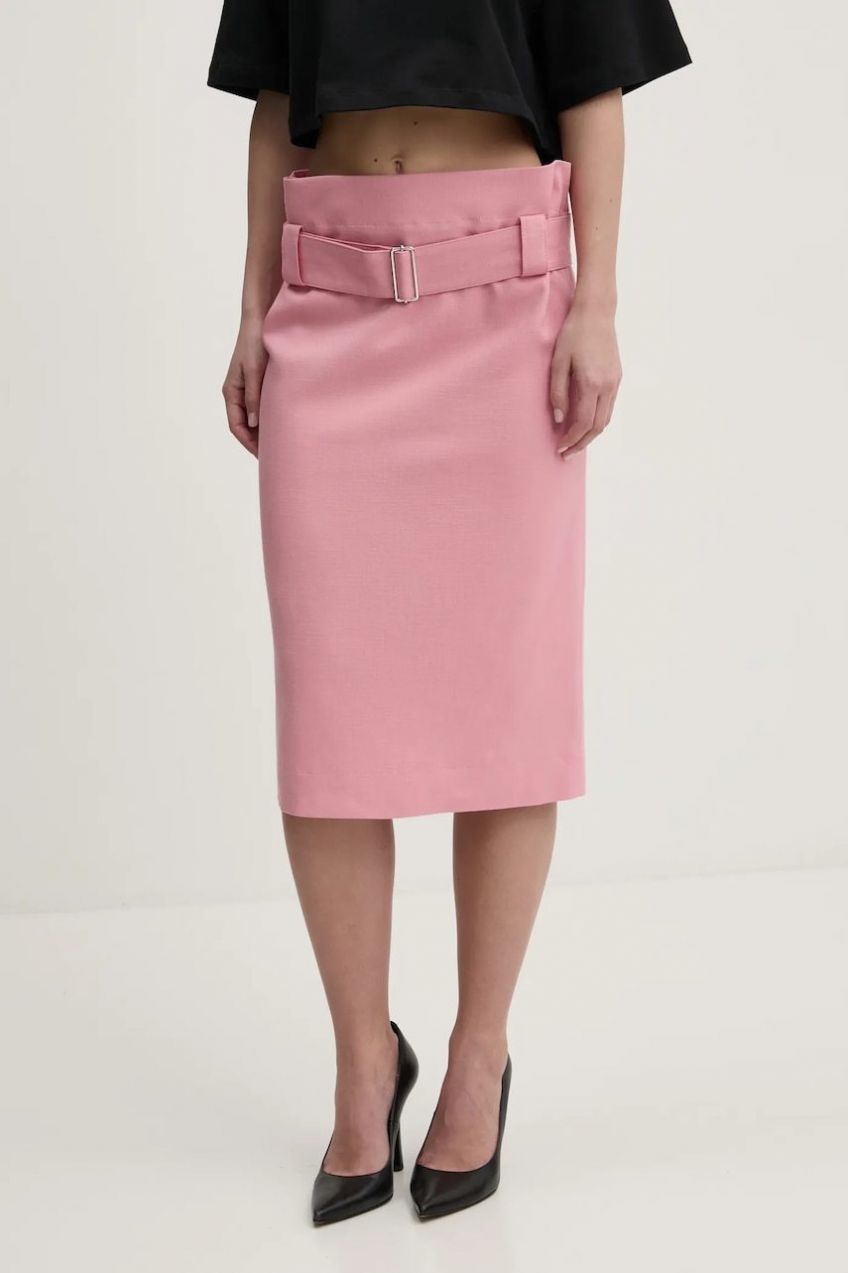 Sukňa MSGM ružová farba, midi, puzdrová, 3841MDD05.257106