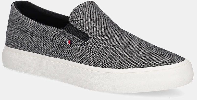 Tenisky Tommy Hilfiger TH HI VULC LOW SLIP ON CH pánske, čierna farba, FM0FM05390