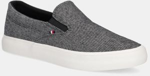 Tenisky Tommy Hilfiger TH HI VULC LOW SLIP ON CH pánske, čierna farba, FM0FM05390