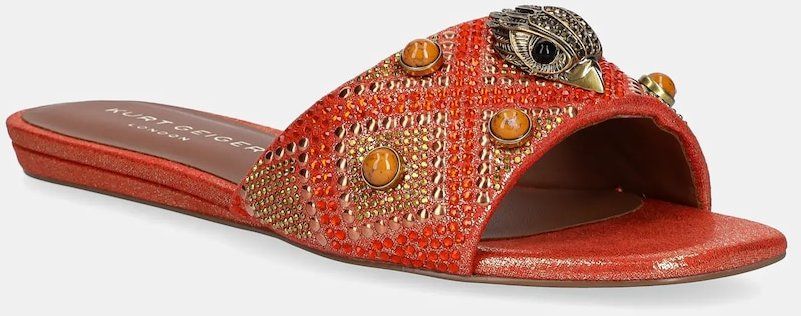 Šľapky Kurt Geiger London Kensington Flat Jewel dámske, oranžová farba, 4368855609